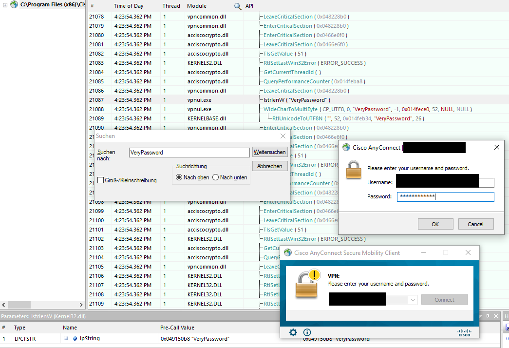 Figure out API calls with password